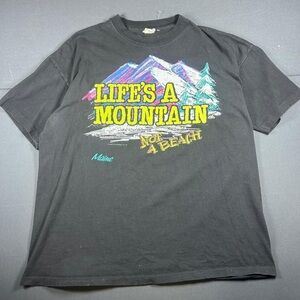 Habitat Black Graphic Tee with Yellow & Multicolor Mountain Print
